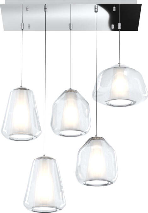 Sospensione-Contemp.-Rett-Double-Skin-Metallo-Cromo-Vetro-Mix-Trasp.-5-Luci-E27