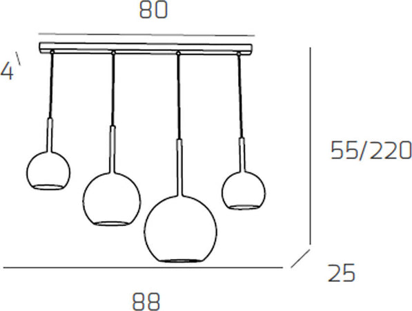 Sospensione-Contemp.-Rett.-Future-Metallo-Cromo-Vetro-Ambra-4-Luci-E27