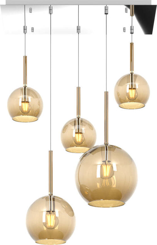 Sospensione-Contemp.-Rett.-Future-Metallo-Cromo-Vetro-Ambra-5-Luci-E27