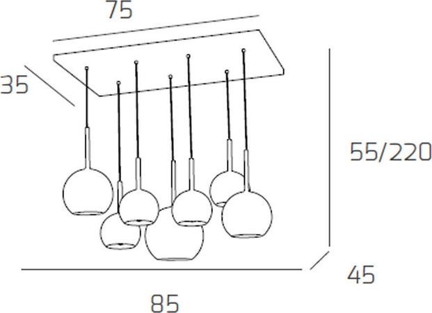 Sospensione-Contemp.-Rett.-Future-Metallo-Cromo-Vetro-Ambra-7-Luci-E27