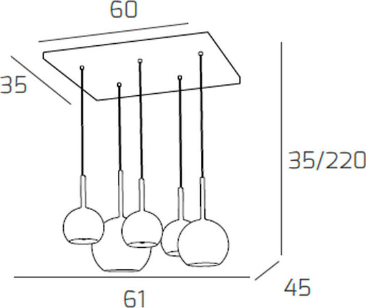 Sospensione-Contemp.-Rett.-Future-Metallo-Cromo-Vetro-Rame-5-Luci-E27