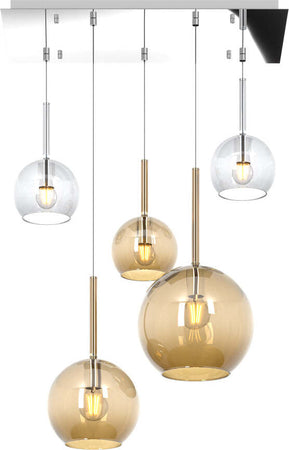 Sospensione-Contemp.-Rett.-Future-Metallo-Cromo-Vetro-Trasp.-E-Ambra-5-Luci-E27