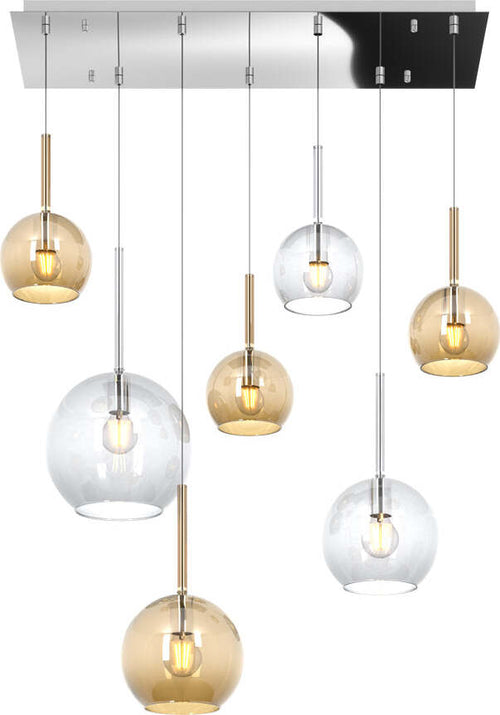 Sospensione-Contemp.-Rett.-Future-Metallo-Cromo-Vetro-Trasp.-E-Ambra-7-Luci-E27