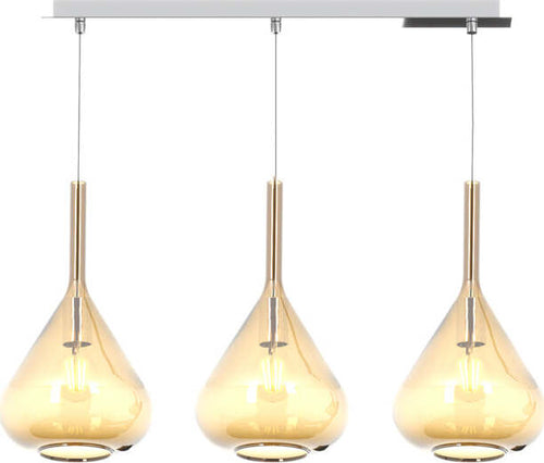 Sospensione-Contemp-Rett-Kona-Metallo-Cromo-Vetro-Ambra-3-Luci-E27