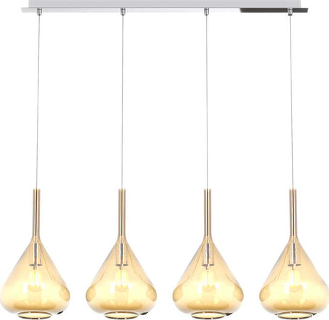 Sospensione-Contemp-Rett-Kona-Metallo-Cromo-Vetro-Ambra-4-Luci-E27