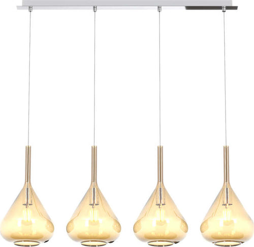 Sospensione-Contemp-Rett-Kona-Metallo-Cromo-Vetro-Ambra-4-Luci-E27
