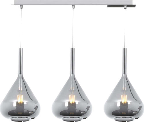 Sospensione-Contemp-Rett-Kona-Metallo-Cromo-Vetro-Fumè-3-Luci-E27