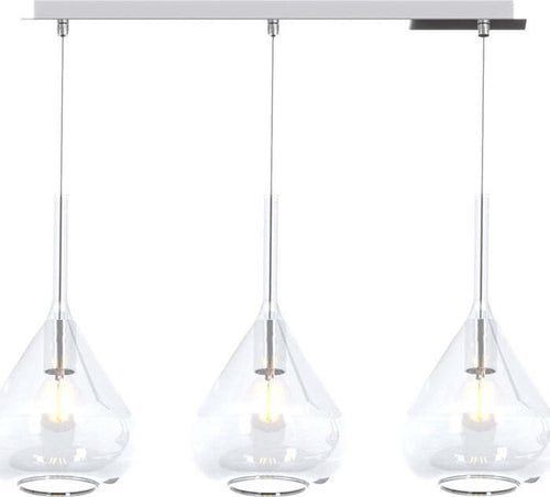 Sospensione-Contemp-Rett-Kona-Metallo-Cromo-Vetro-Trasparente-3-Luci-E27