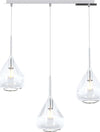 Sospensione-Contemp-Rett-Kona-Metallo-Cromo-Vetro-Trasparente-3-Luci-E27