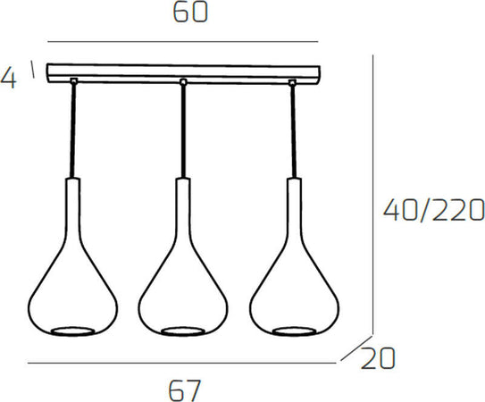Sospensione-Contemp-Rett-Kona-Metallo-Cromo-Vetro-Trasparente-3-Luci-E27