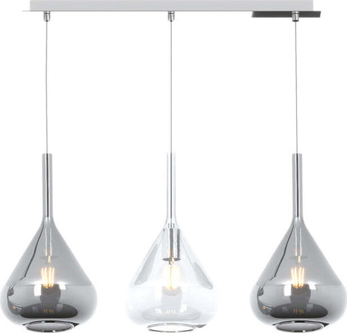 Sospensione-Contemp-Rett-Kona-Metallo-Cromo-Vetro-Trasparente-Fumè-3-Luci-E27