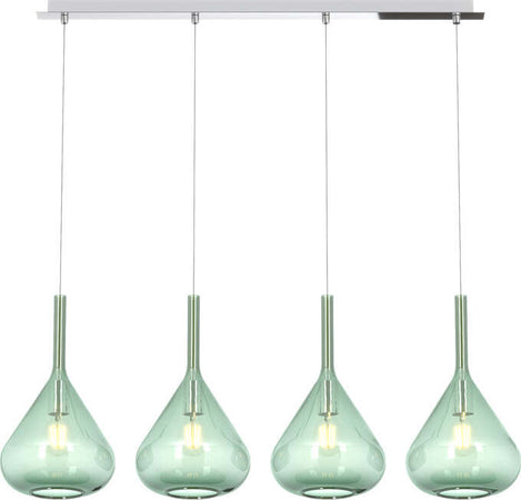 Sospensione-Contemp-Rett-Kona-Metallo-Cromo-Vetro-Verde-4-Luci-E27