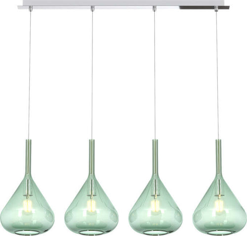 Sospensione-Contemp-Rett-Kona-Metallo-Cromo-Vetro-Verde-4-Luci-E27
