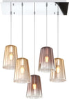 Sospensione-Contemp.-Rett.-Shaded-Metallo-Cromo-Vetro-Ambra-E-Rame-5-Luci-E27