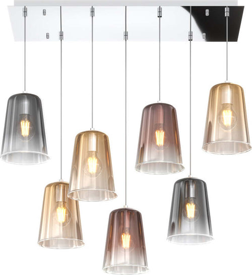 Sospensione-Contemp.-Rett.-Shaded-Metallo-Cromo-Vetro-Multicolor-7-Luci-E27
