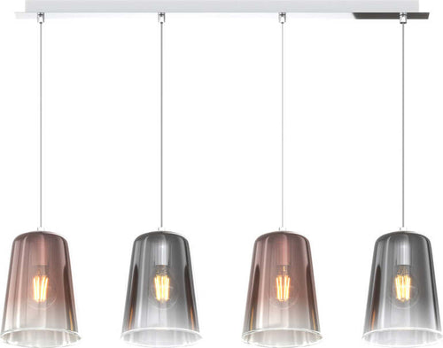 Sospensione-Contemp.-Rett.-Shaded-Metallo-Cromo-Vetro-Rame-E-Cromo-4-Luci-E27