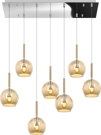 Sospensione-Contemp.-Rosone-Rett.-Future-Metallo-Cromo-Vetro-Ambra-7-Luci-E27