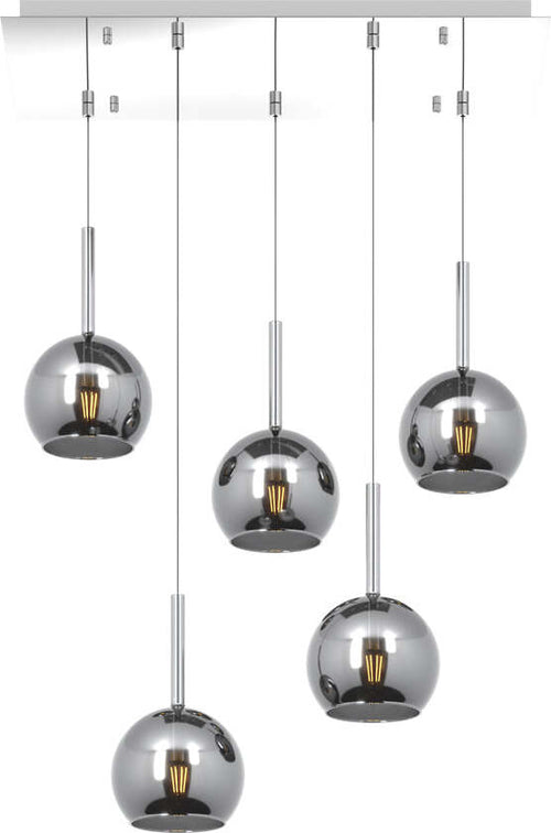 Sospensione-Contemp.-Rosone-Rett.-Future-Metallo-Cromo-Vetro-Cromo-5-Luci-E27