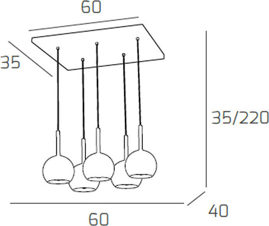 Sospensione-Contemp.-Rosone-Rett.-Future-Metallo-Cromo-Vetro-Cromo-5-Luci-E27