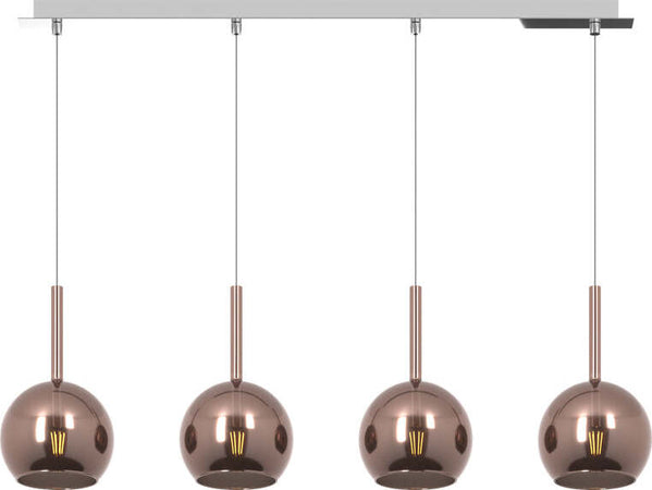 Sospensione-Contemp.-Rosone-Rett.-Future-Metallo-Cromo-Vetro-Rame-4-Luci-E27