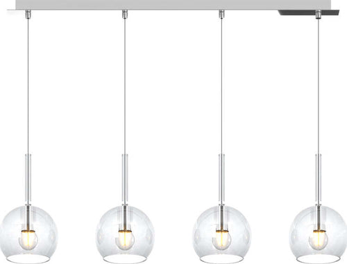 Sospensione-Contemp.-Rosone-Rett.-Future-Metallo-Cromo-Vetro-Trasp.-4-Luci-E27