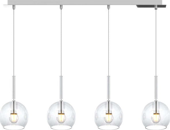 Sospensione-Contemp.-Rosone-Rett.-Future-Metallo-Cromo-Vetro-Trasp.-4-Luci-E27