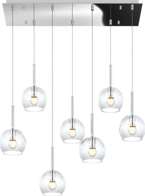 Sospensione-Contemp.-Rosone-Rett.-Future-Metallo-Cromo-Vetro-Trasp.-7-Luci-E27