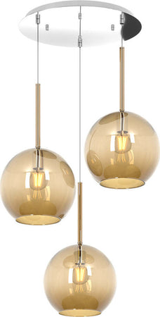 Sospensione-Contemp.-Rosone-Tondo-Future-Met.-Cromo-Vetro-Ambra-3-Luci-E27-D52Cm