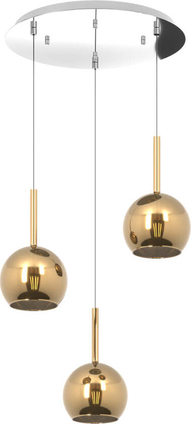 Sospensione-Contemp.-Rosone-Tondo-Future-Met.-Cromo-Vetro-Oro-3-Luci-E27-D42Cm