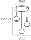 Sospensione-Contemp.-Rosone-Tondo-Future-Met.-Cromo-Vetro-Oro-3-Luci-E27-D42Cm