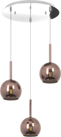 Sospensione-Contemp.-Rosone-Tondo-Future-Met.-Cromo-Vetro-Rame-3-Luci-E27-D42Cm