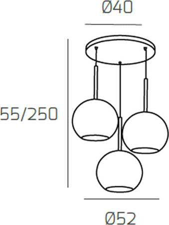 Sospensione-Contemp.-Rosone-Tondo-Future-Met.-Cromo-Vetro-Rame-3-Luci-E27-D52Cm