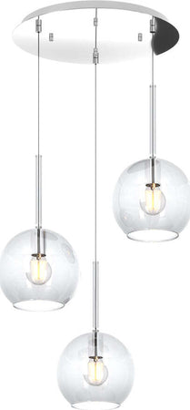 Sospensione-Contemp.-Rosone-Tondo-Future-Met.-Cromo-Vetro-Trasp.-3-Luci-E27-47Cm