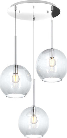 Sospensione-Contemp.-Rosone-Tondo-Future-Met.-Cromo-Vetro-Trasp.-3-Luci-E27-52Cm