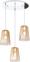 Sospensione-Contemp.-Rosone-Tondo-Shaded-Metallo-Cromo-Vetro-Ambra-3-Luci-E27