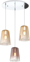 Sospensione-Contemp.-Rosone-Tondo-Shaded-Metallo-Cromo-Vetro-Ambra-E-Rame-3-Luci