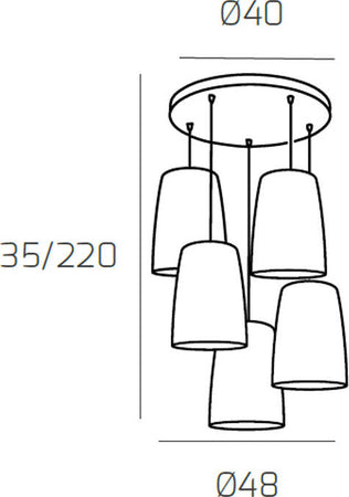 Sospensione-Contemp.-Rosone-Tondo-Shaded-Metallo-Cromo-Vetro-Ambra-E-Rame-5-Luci