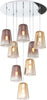 Sospensione-Contemp.-Rosone-Tondo-Shaded-Metallo-Cromo-Vetro-Ambra-E-Rame-8-Luci