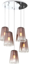 Sospensione-Contemp.-Rosone-Tondo-Shaded-Metallo-Cromo-Vetro-Rame-5-Luci-E27