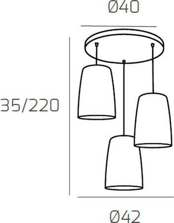 Sospensione-Contemp.-Rosone-Tondo-Shaded-Metallo-Cromo-Vetro-Rame-E-Cromo-3-Luci