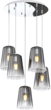 Sospensione-Contemp.-Rosone-Tondo-Shaded-Metallo-E-Vetro-Cromo-5-Luci-E27