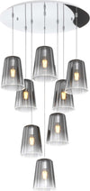 Sospensione-Contemp.-Rosone-Tondo-Shaded-Metallo-E-Vetro-Cromo-8-Luci-E27