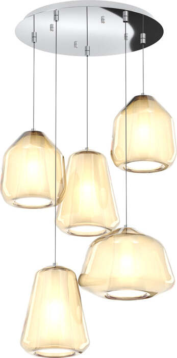 Sospensione-Contemp-Tonda-Double-Skin-Metallo-Cromo-Vetro-Mix-Ambra-5-Luci-E27