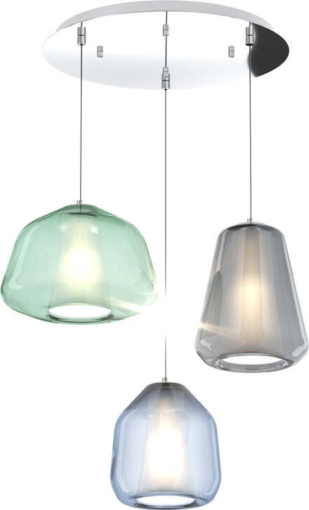 Sospensione-Contemp-Tonda-Double-Skin-Metallo-Cromo-Vetro-Mix-Multicolor-3-Luci