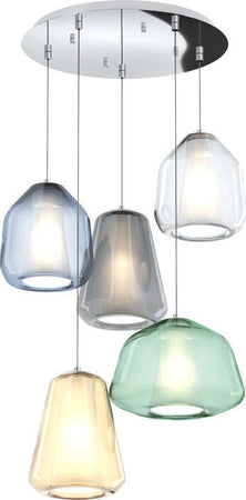 Sospensione-Contemp-Tonda-Double-Skin-Metallo-Cromo-Vetro-Mix-Multicolor-5-Luci