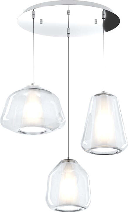 Sospensione-Contemp-Tonda-Double-Skin-Metallo-Cromo-Vetro-Mix-Trasp.-3-Luci-E27