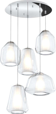 Sospensione-Contemp-Tonda-Double-Skin-Metallo-Cromo-Vetro-Mix-Trasp-5-Luci-E27