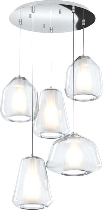 Sospensione-Contemp-Tonda-Double-Skin-Metallo-Cromo-Vetro-Mix-Trasp-5-Luci-E27