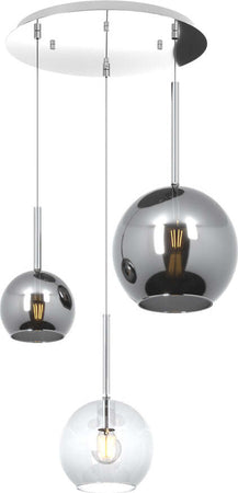 Sospensione-Contemp.-Tonda-Future-Metallo-Cromo-Vetro-Trasp.-E-Cromo-3-Luci-E27