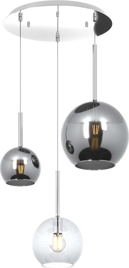 Sospensione-Contemp.-Tonda-Future-Metallo-Cromo-Vetro-Trasp.-E-Cromo-3-Luci-E27